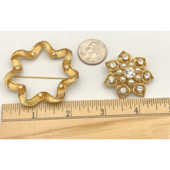 Vintage Sarah Coventry Brooch Starlit Trio 1970 Gold Tone 2-Part Pin Set EUC - Picture 10 of 11